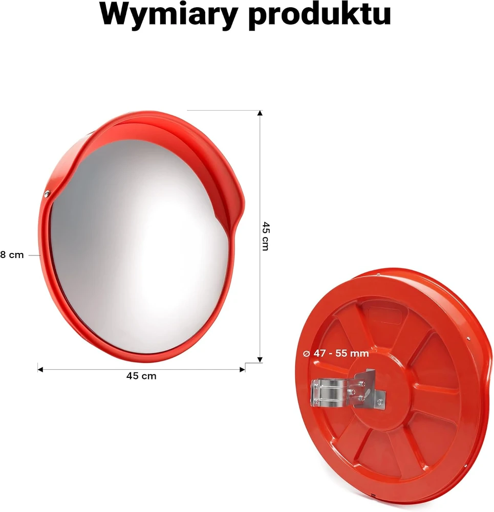 Wiltec išgaubtas kelio veidrodis 45 cm, 130–160° matymo kampas, 61721