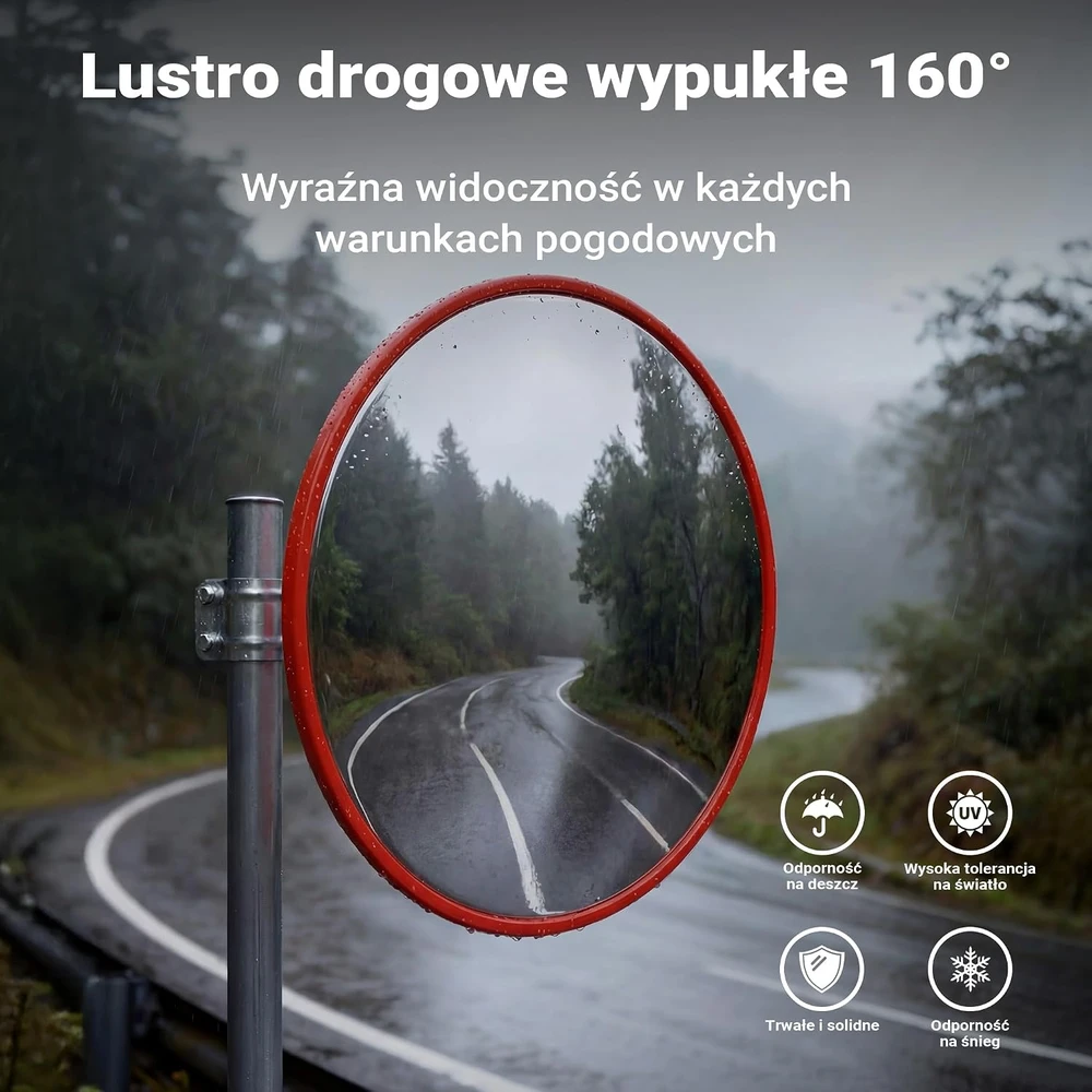 Wiltec išgaubtas kelio veidrodis 80 cm su reguliuojamu laikikliu, modelis 61725