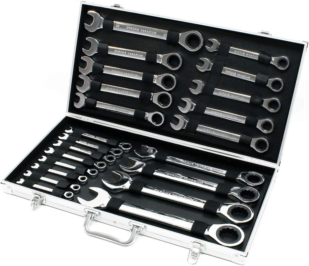 Wiltec kombinuotų raktų su terkšle rinkinys, 22 vnt., 6–32 mm, 72 dantų, 51982
