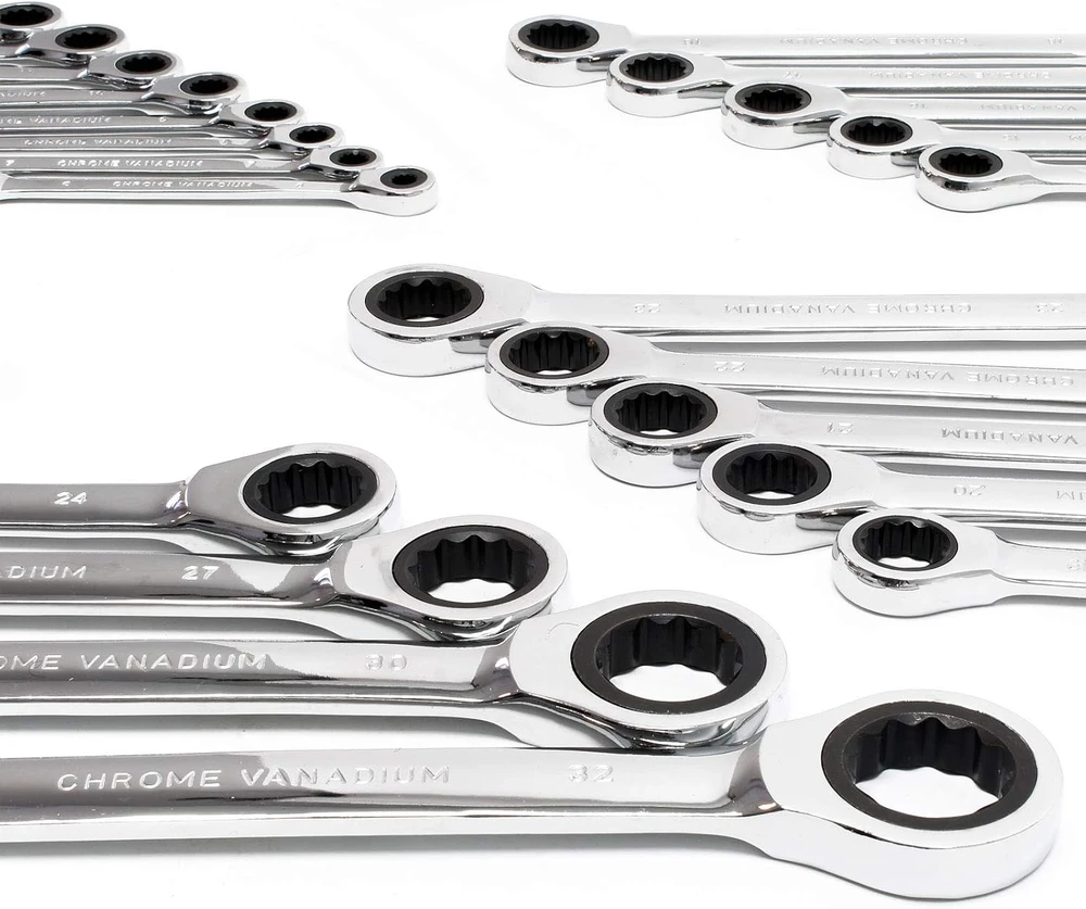 Wiltec kombinuotų raktų su terkšle rinkinys, 22 vnt., 6–32 mm, 72 dantų, 51982