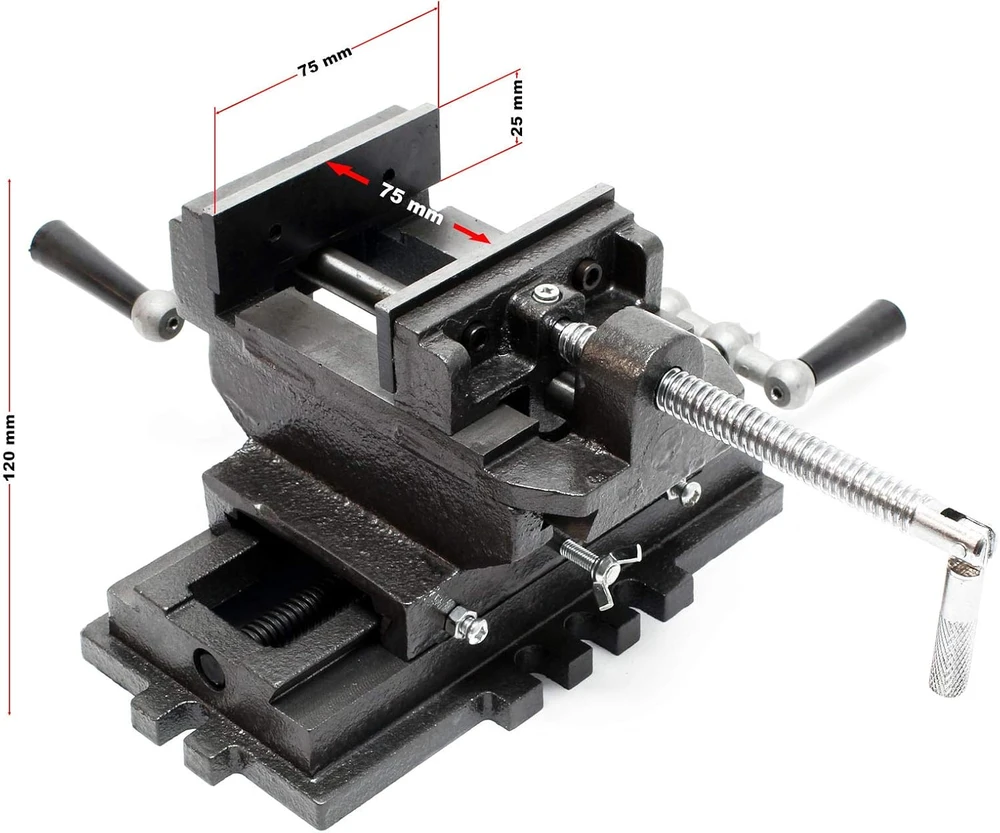 Wiltec kryžminės eigos mašininiai spaustuvai 75 mm iš ketaus, modelis 61093