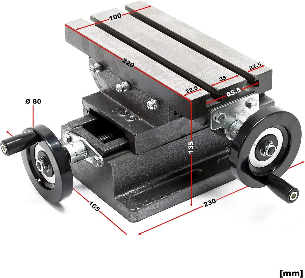 Wiltec kryžminis frezavimo stalas 220x100 mm, X 120 mm, Y 90 mm, 61009