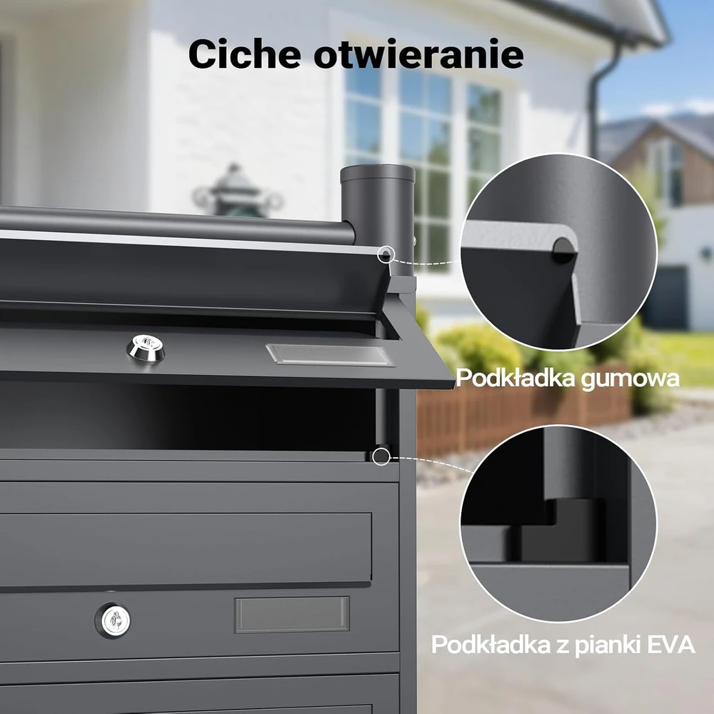 Wiltec laisvai pastatoma 8 skyrių pašto dėžutė iš cinkuoto plieno, 61747
