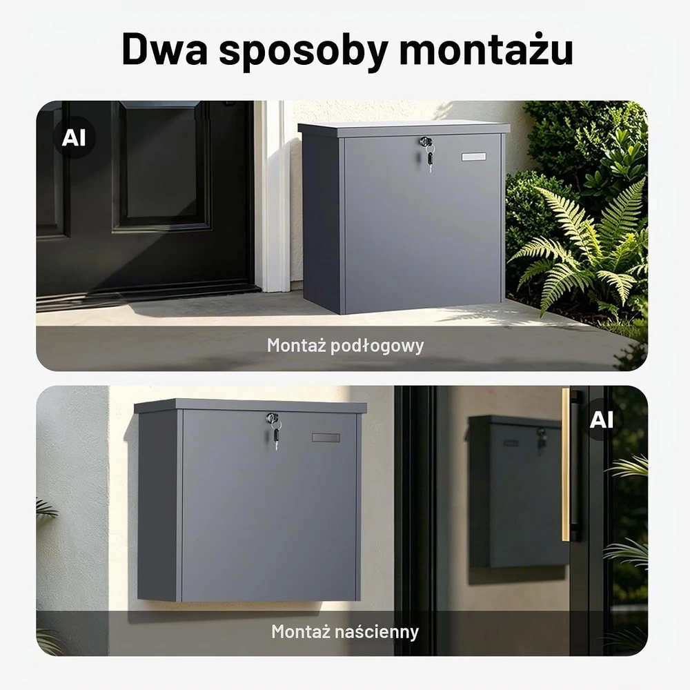 Wiltec laisvai pastatoma siuntų ir laiškų dėžė 50 l, antracito spalvos, 63093