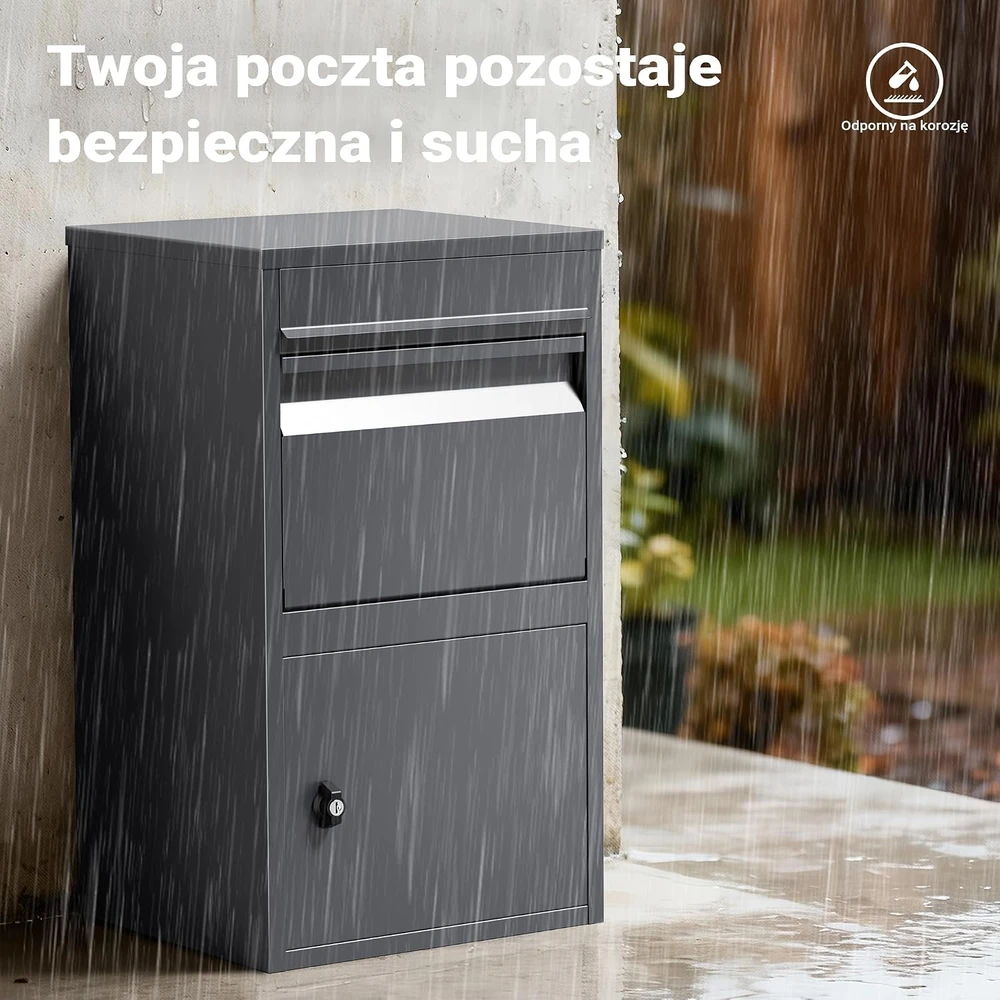 Wiltec laisvai pastatoma siuntų ir laiškų dėžutė iš plieno, 410 x 385 x 720 mm, 63090