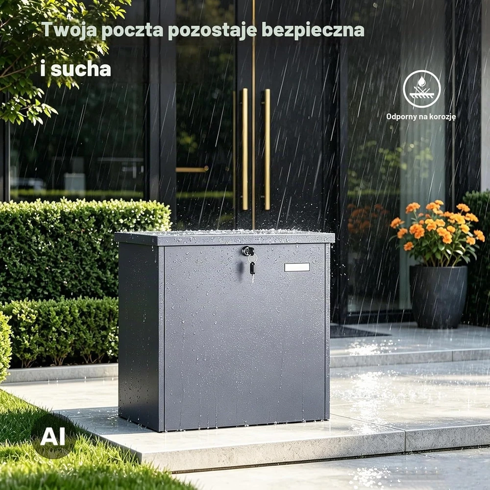 Wiltec laisvai pastatoma siuntų ir laiškų dėžė 50 l, antracito spalvos, 63093