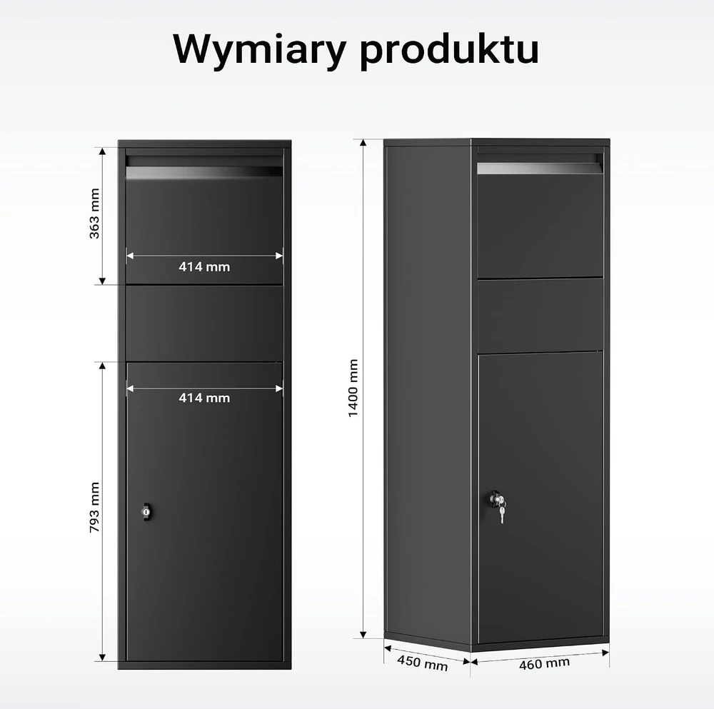 Wiltec laisvai pastatoma siuntų ir pašto dėžutė S ir L su užraktu, 46 x 45 x 140 cm, 60922