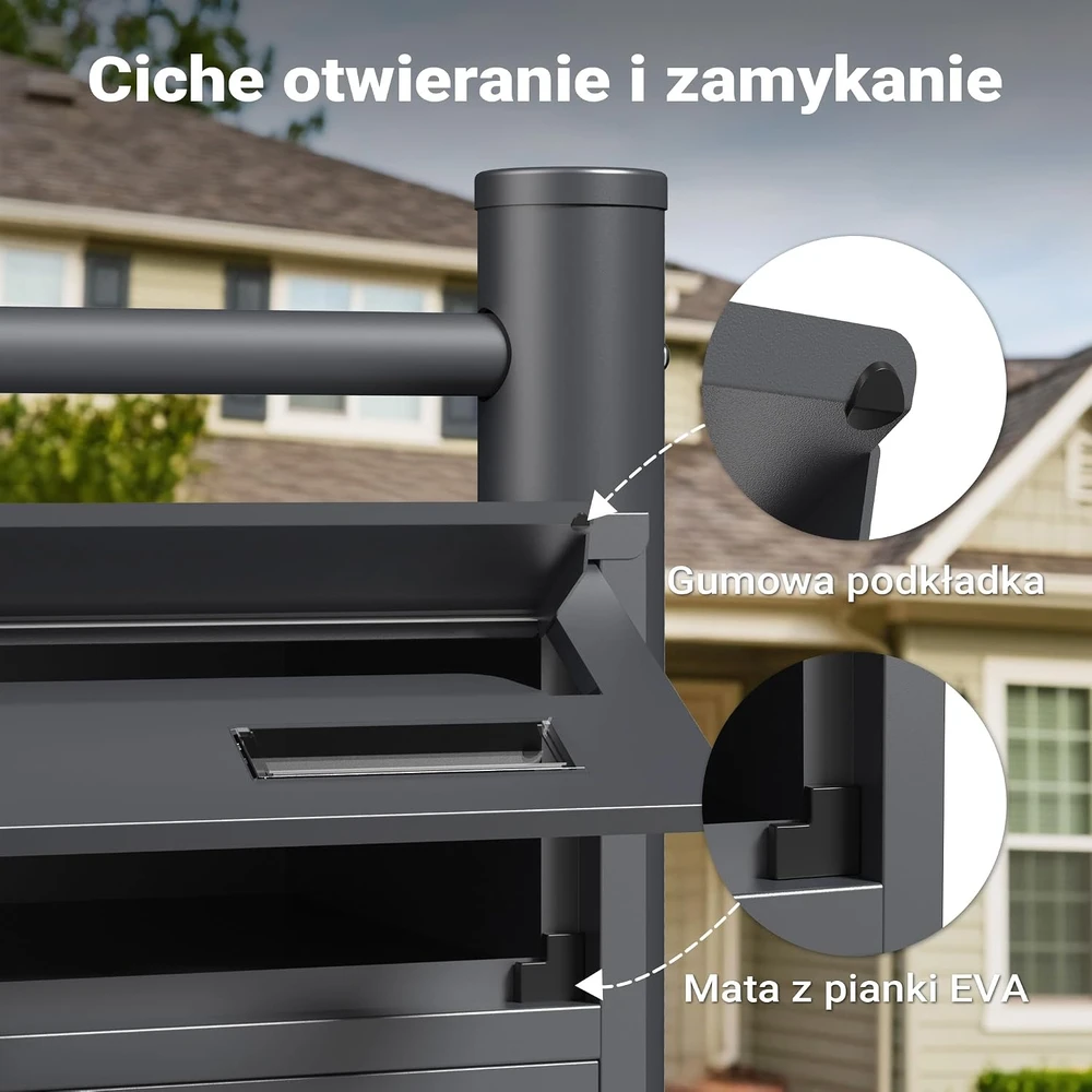 Wiltec laisvai pastatoma triguba pašto dėžutė iš cinkuoto plieno, antracito, 61767
