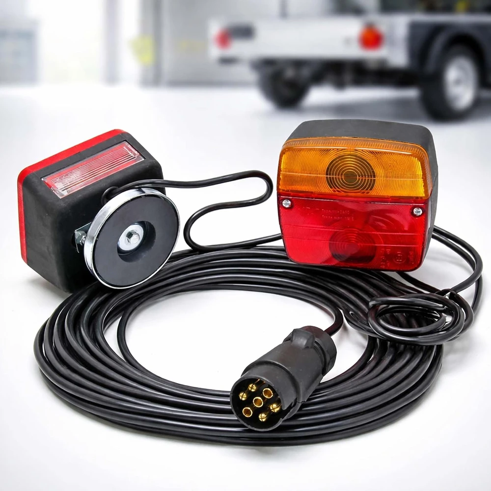 Wiltec magnetinių galinių žibintų komplektas priekabai, 12 V, 7 kontaktų, 7.5 m, 62358