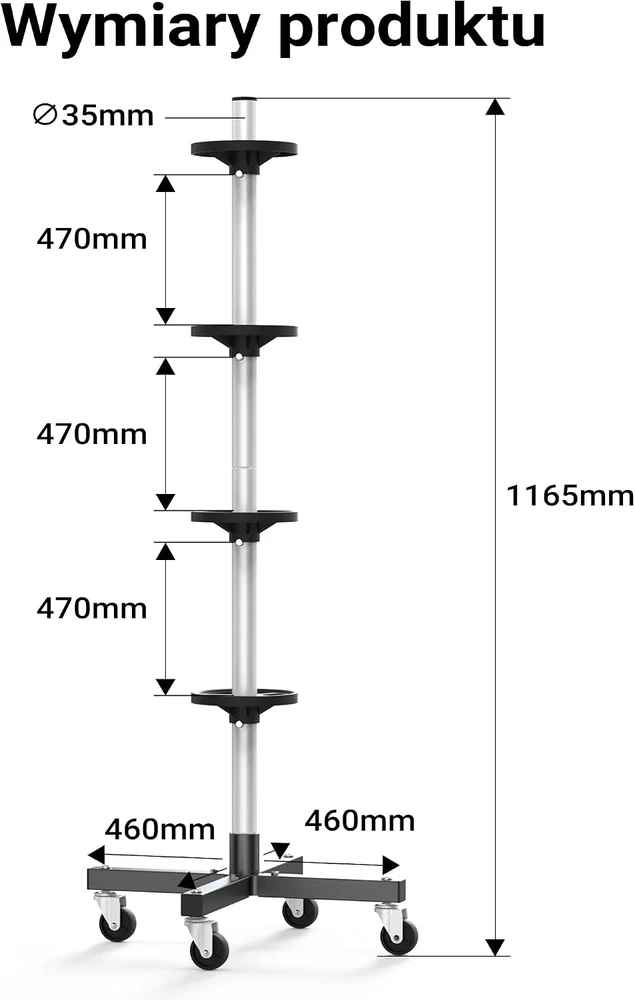 Wiltec mobilus padangų stovas iki 225 mm padangoms, 100 kg, 61326