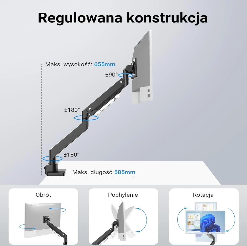 Wiltec monitoriaus laikiklis 17–57 colių ekranams iki 26 kg su VESA plokšte 65431