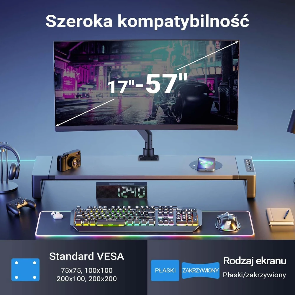 Wiltec monitoriaus laikiklis 17–57 colių ekranams iki 26 kg su VESA plokšte 65431