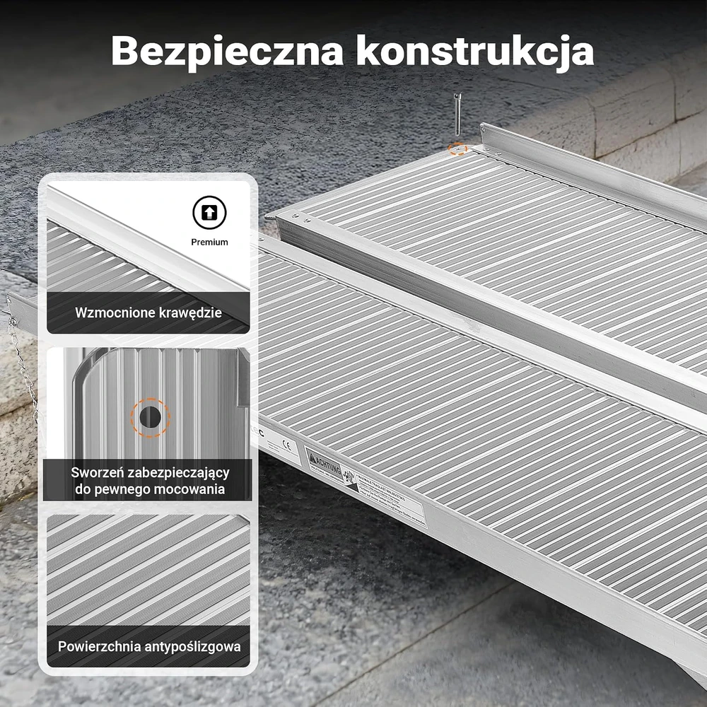 Wiltec neįgaliųjų vežimėlio užvažiavimo rampa, sulankstoma, 213.5 cm, 272 kg, 30243