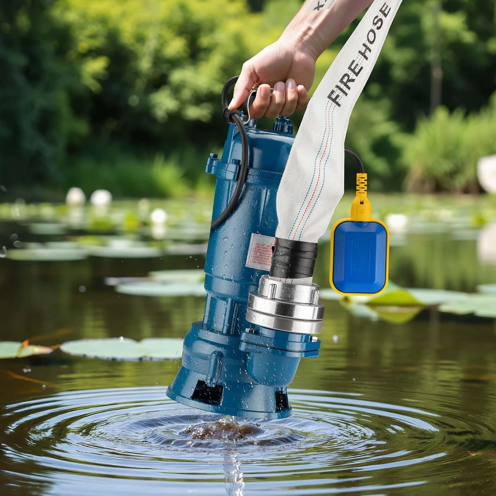Wiltec nešvaraus vandens siurblys 1500 W, 36000 l/h su plūdiniu jungikliu ir 20 m žarna, 62821