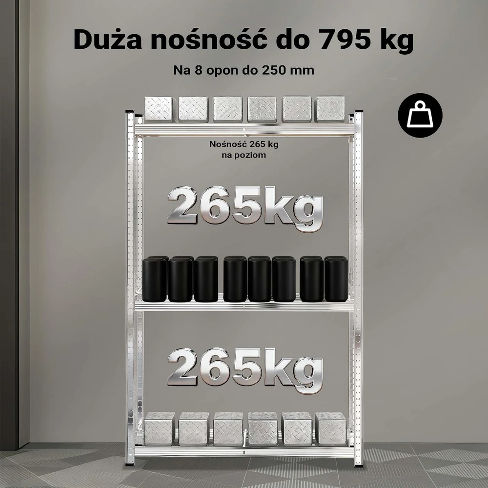 Wiltec padangų stelažas 795 kg, 12 padangų, 180 x 120 x 40 cm, 60285