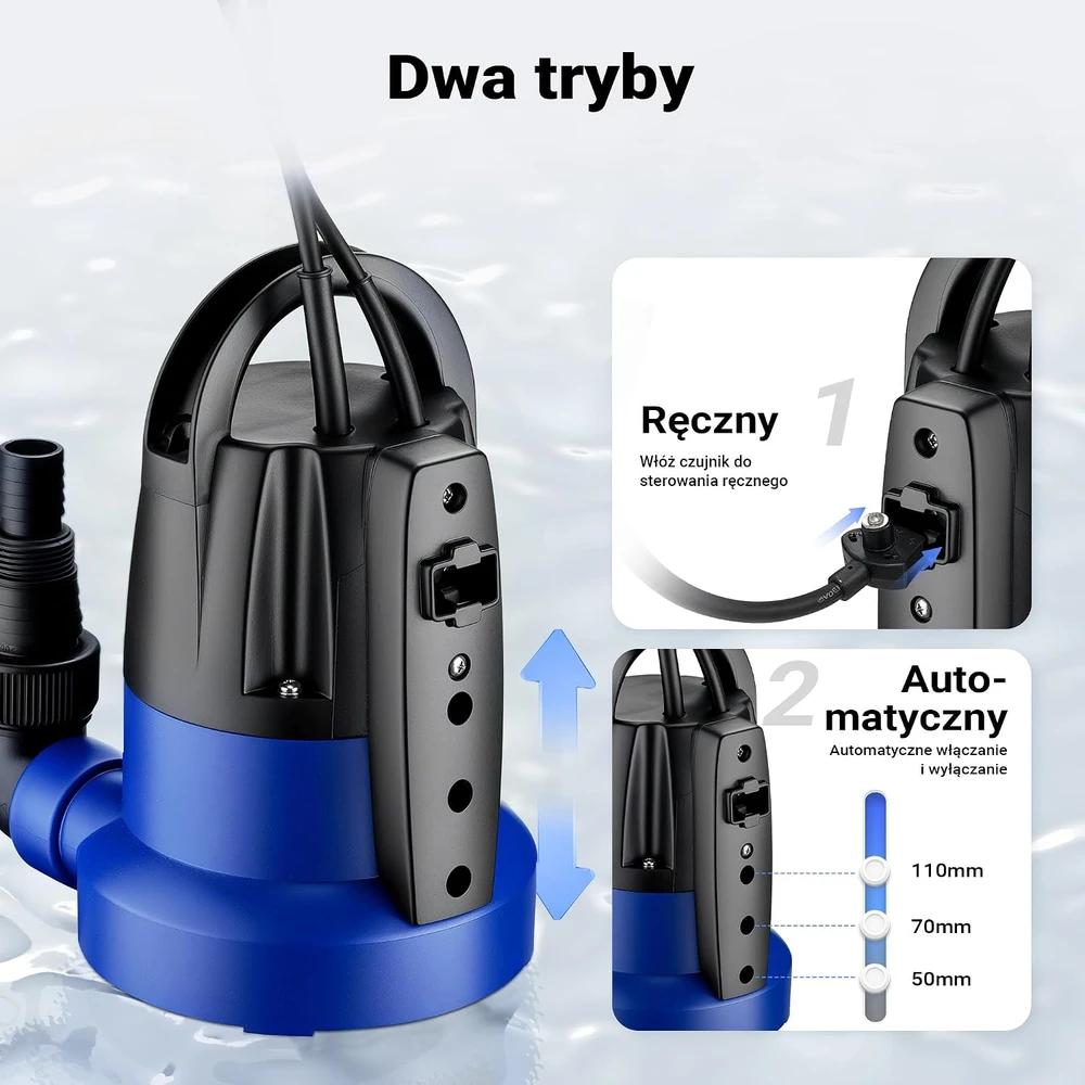 Wiltec panardinamas drenažo siurblys švariam ir nešvariam vandeniui 400 W 7000 l/h 65045