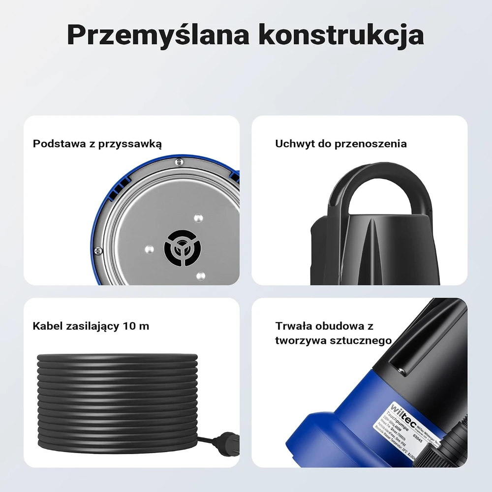 Wiltec panardinamas drenažo siurblys švariam ir nešvariam vandeniui 400 W 7000 l/h 65045