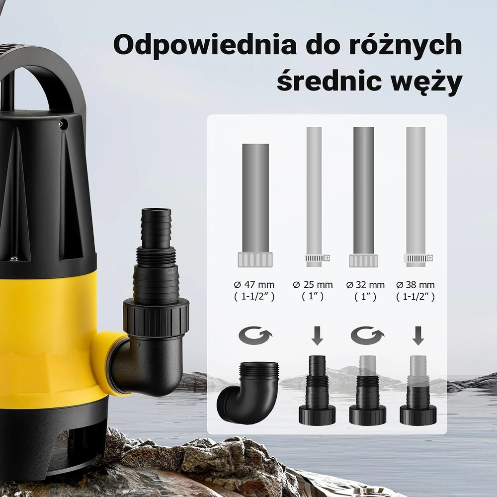 Wiltec panardinamas nešvaraus vandens siurblys 400 W, 8500 l/h, 5 m, modelis 65324
