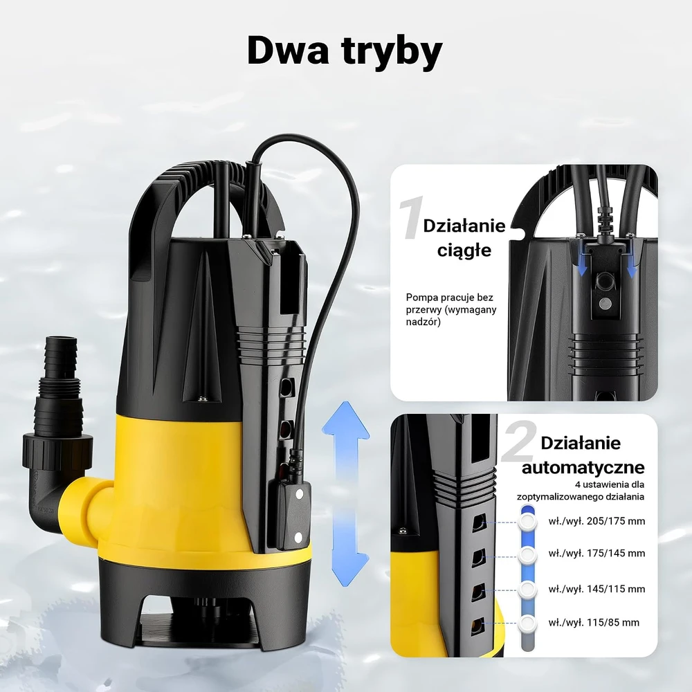 Wiltec panardinamas nešvaraus vandens siurblys 400 W, 8500 l/h, 5 m, modelis 65324