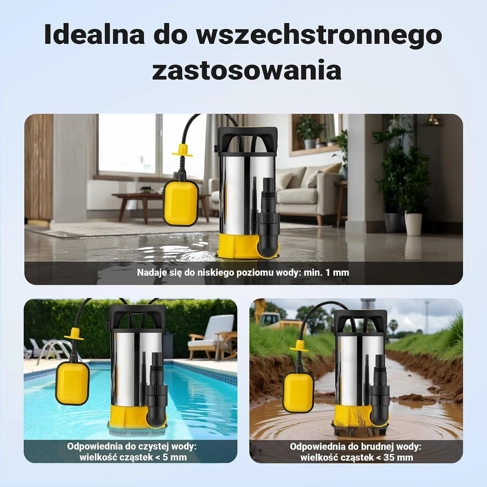 Wiltec panardinamas siurblys 3 viename švariam ir nešvariam vandeniui, 400 W, 8000 l/h, 65315