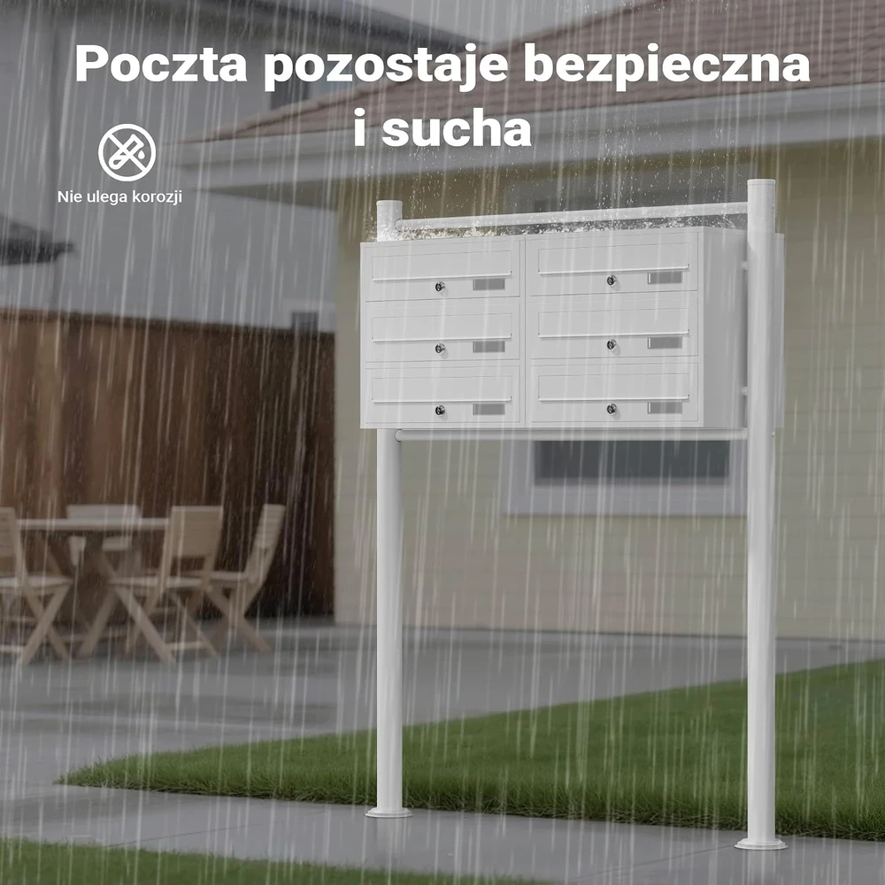Wiltec pastatoma pašto dėžučių sistema su 6 rakinamomis dėžutėmis, balta, 60014