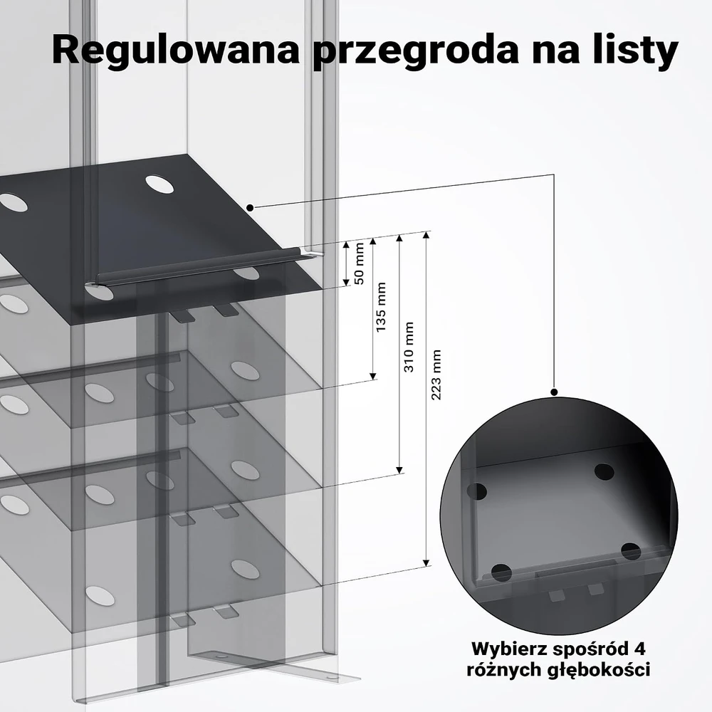 Wiltec pastatoma pašto dėžutė iš cinkuoto plieno su užraktu, 420 x 240 x 1020 mm, 63094