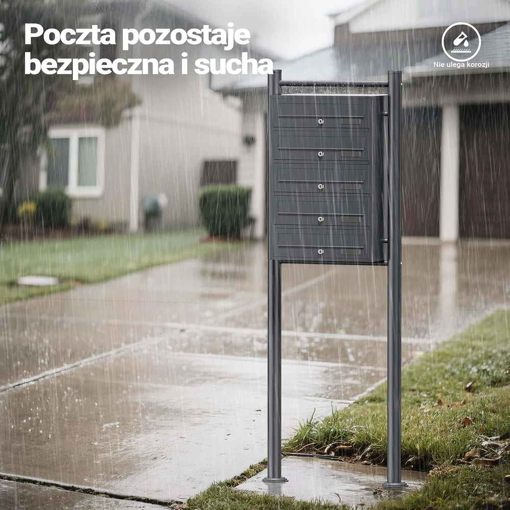 Wiltec pastatoma penkių pašto dėžučių sistema iš cinkuoto plieno, antracito, 61744