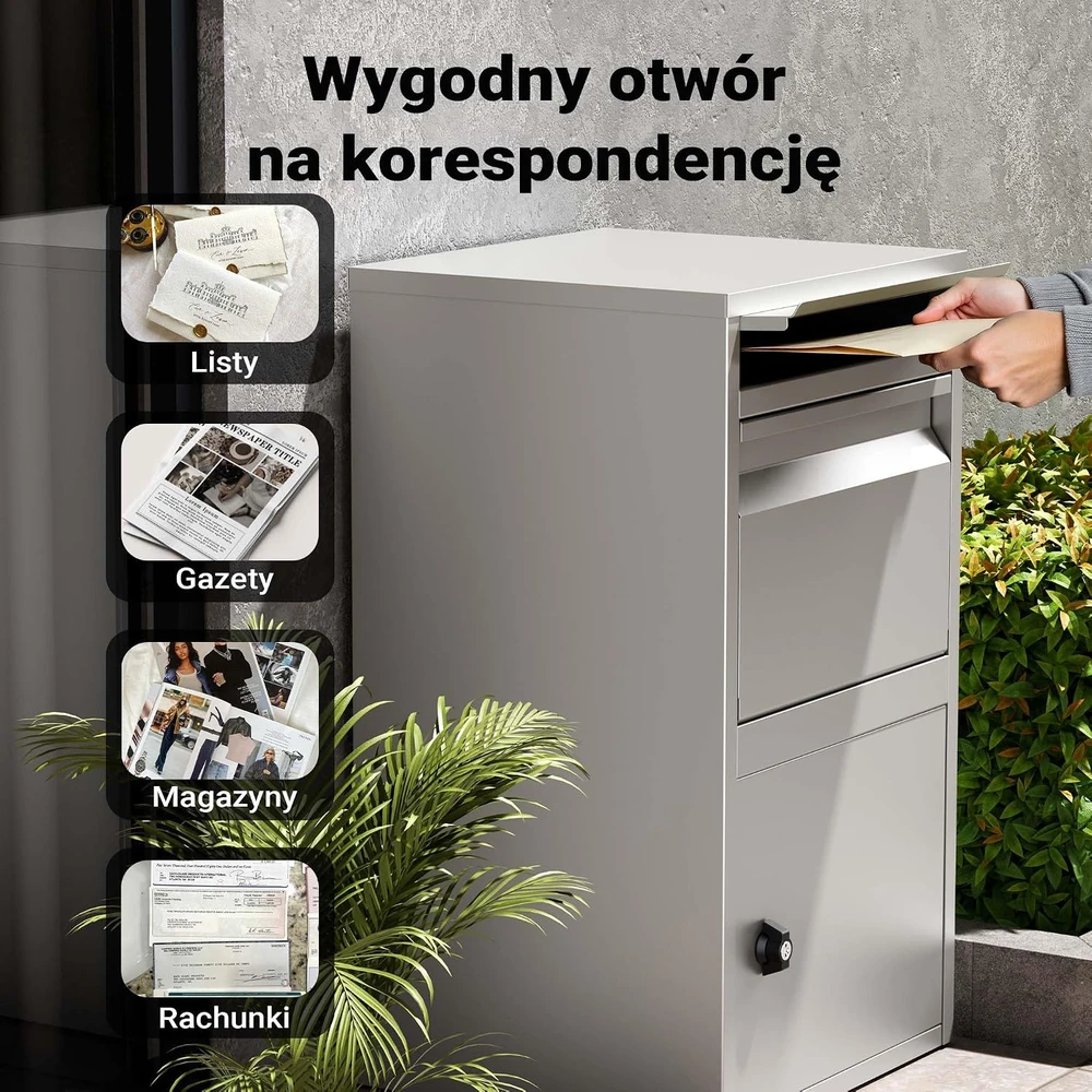 Wiltec pastatoma siuntų ir laiškų dėžutė 410 x 380 x 720 mm, plieninė, 65808
