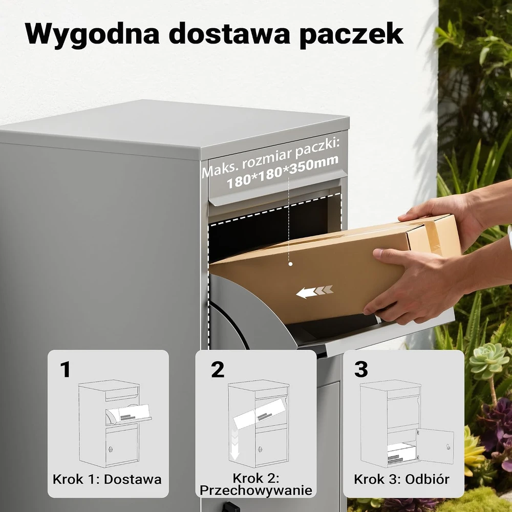 Wiltec pastatoma siuntų ir laiškų dėžutė 410 x 380 x 720 mm, plieninė, 65808