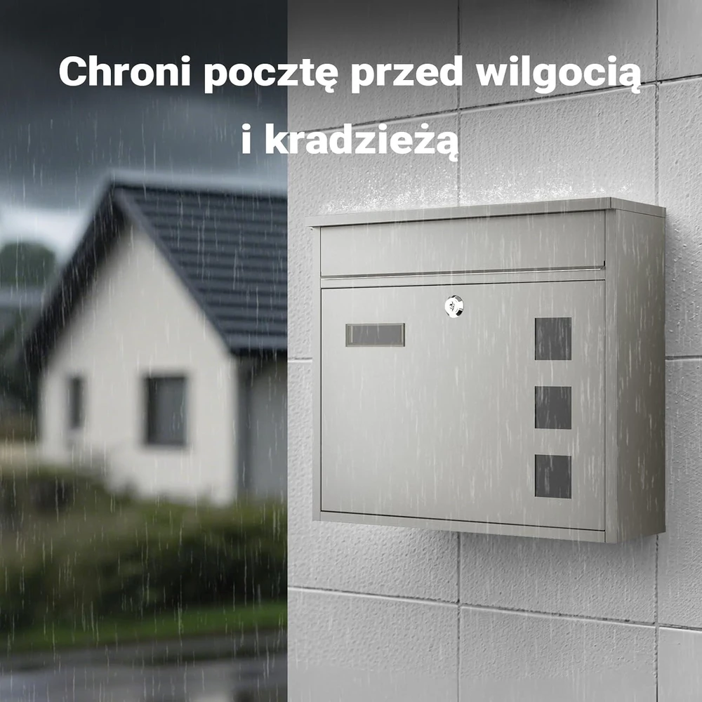 Wiltec pašto dėžutė V12 iš nerūdijančio plieno su spyna, sieninė, 60133
