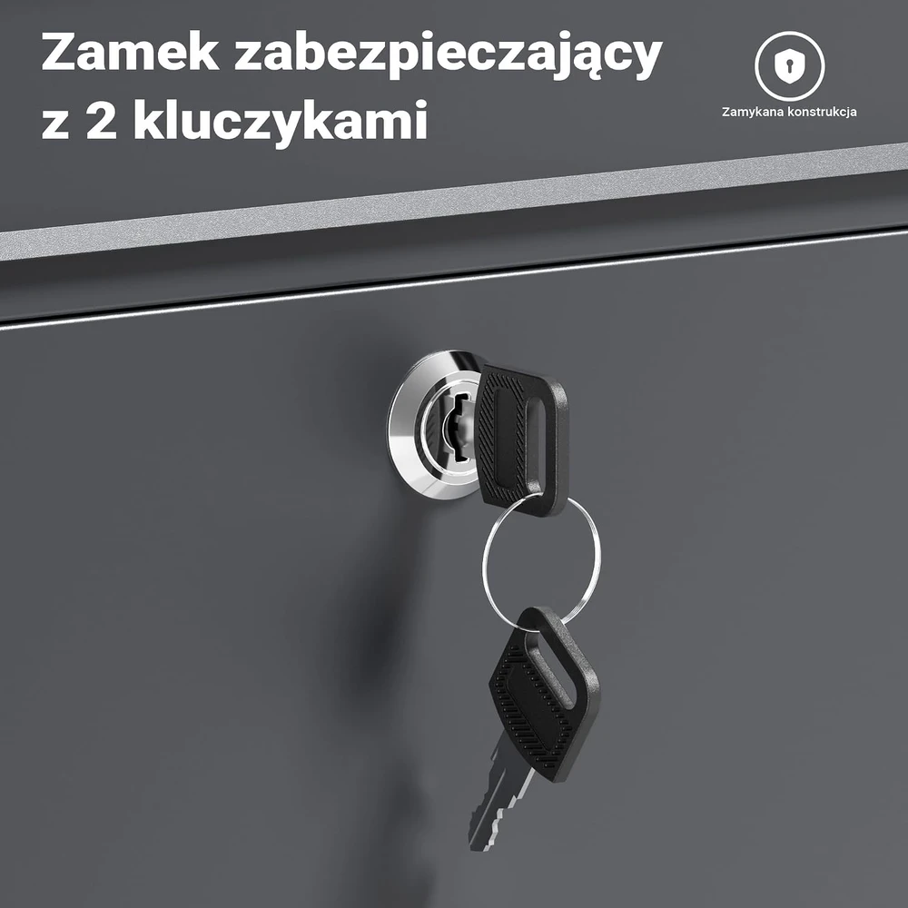 Wiltec pašto dėžutė V13 su raktu, antracito spalvos, 36 × 11,5 × 31,5 cm, modelis 60141