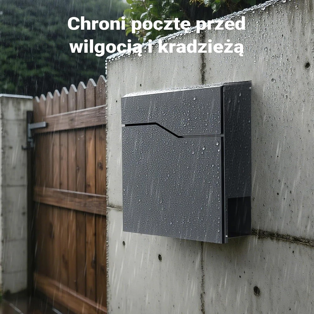 Wiltec pašto dėžutė V19 iš antracito spalvos plieno su paslėptu užraktu, 60513