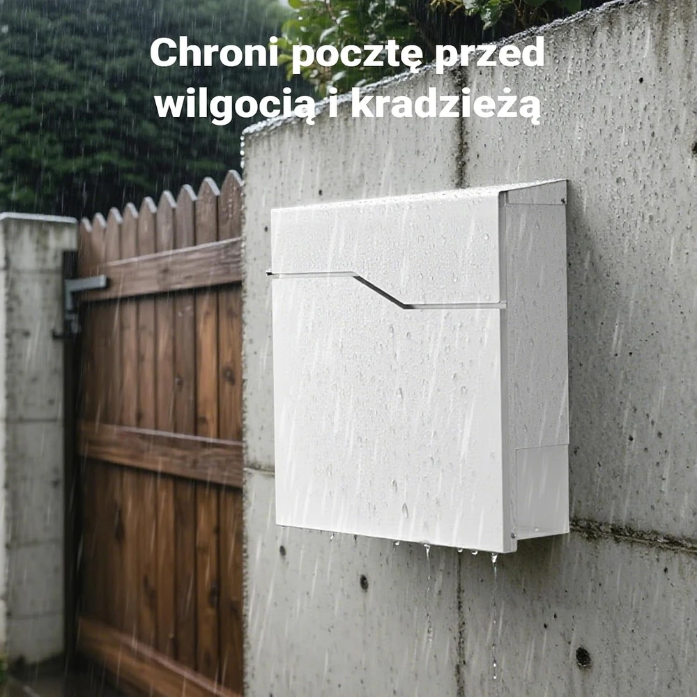 Wiltec pašto dėžutė V19 iš cinkuoto plieno su paslėpta spyna, balta, 60514