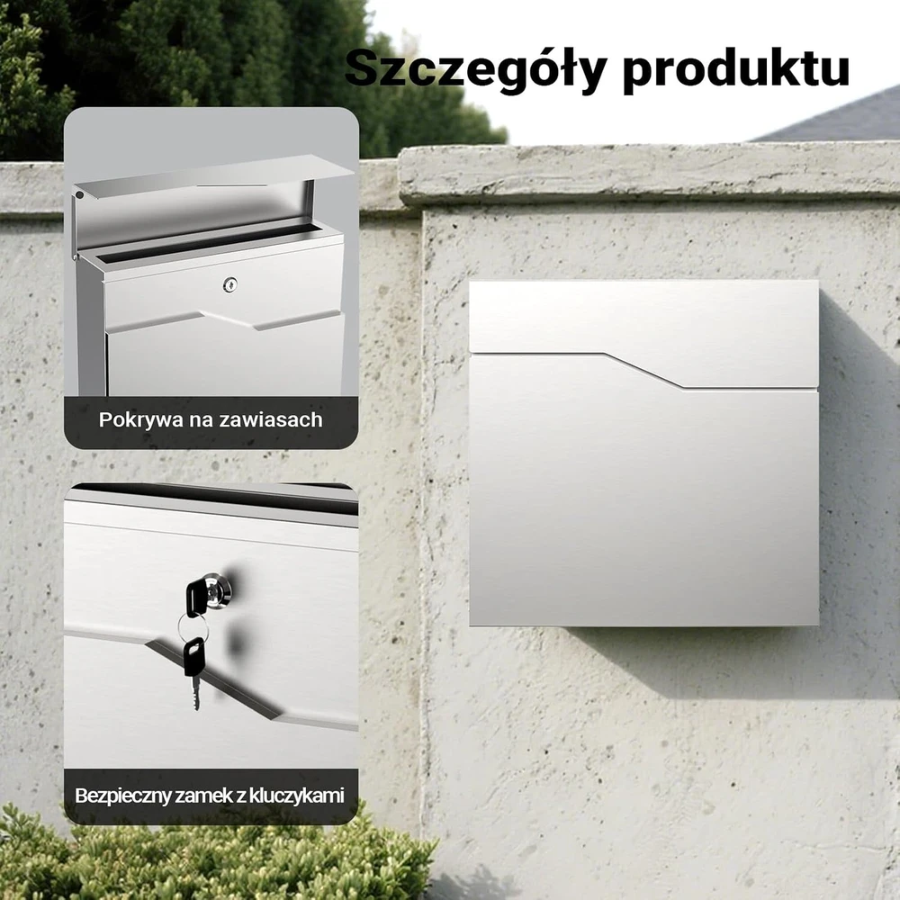 Wiltec pašto dėžutė V19 iš nerūdijančiojo plieno su paslėptu užraktu 60517