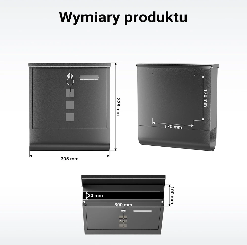 Wiltec plieninė pašto dėžutė su užraktu, laikraščių laikikliu ir langeliu 60830