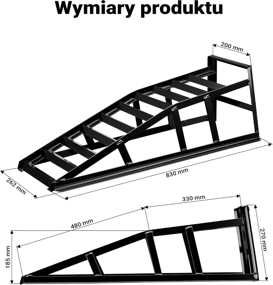 Wiltec plieninės automobilių užvažiavimo rampos 2 t, 830 x 262 x 270 mm, 65752