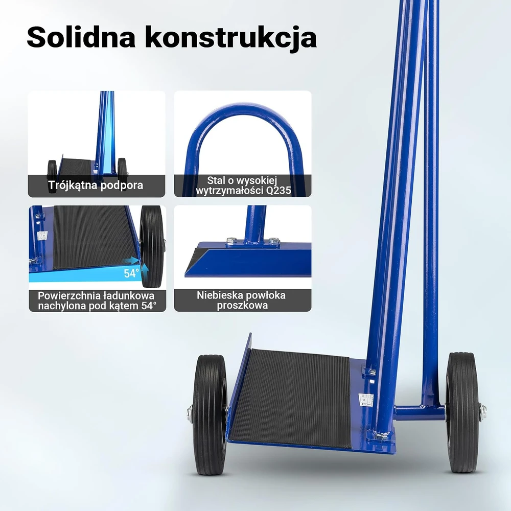 Wiltec plokščių transportavimo vežimėlis 300 kg su 2 guminiais ratais 62528