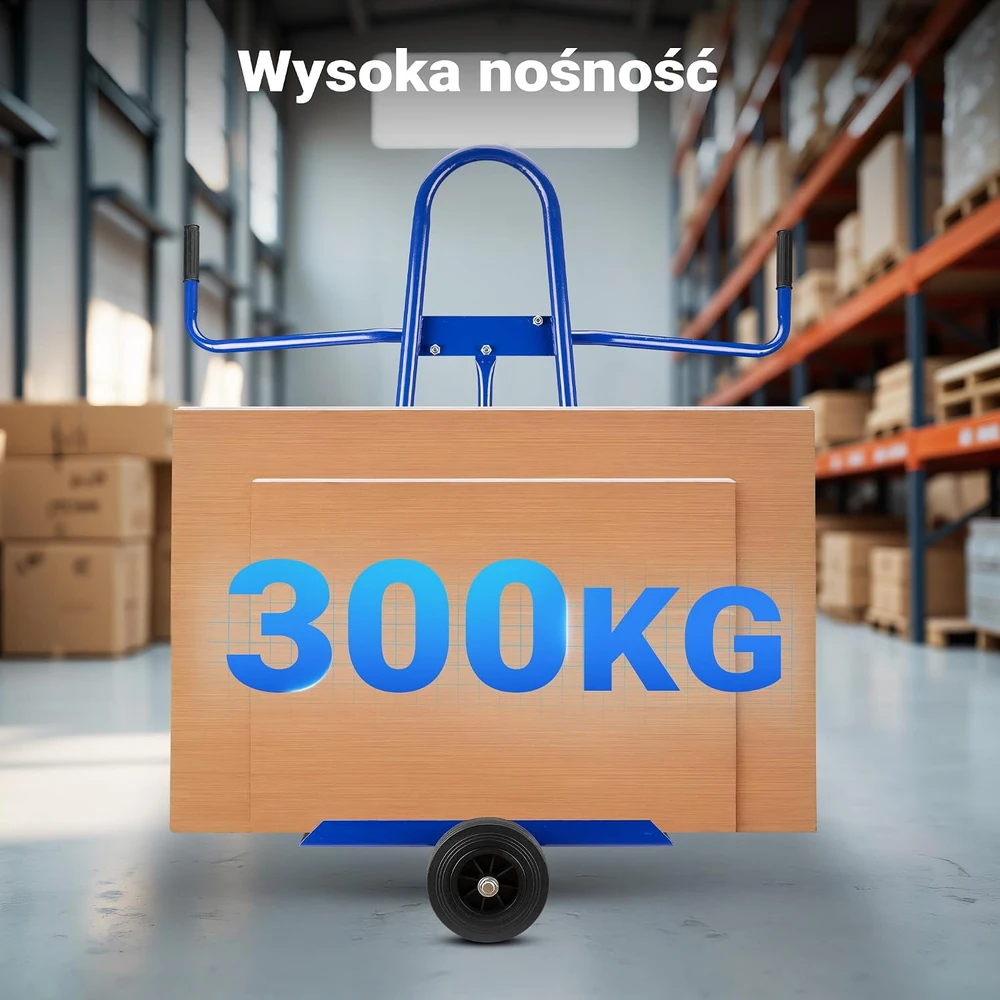 Wiltec plokščių transportavimo vežimėlis 300 kg su 2 guminiais ratais 62528