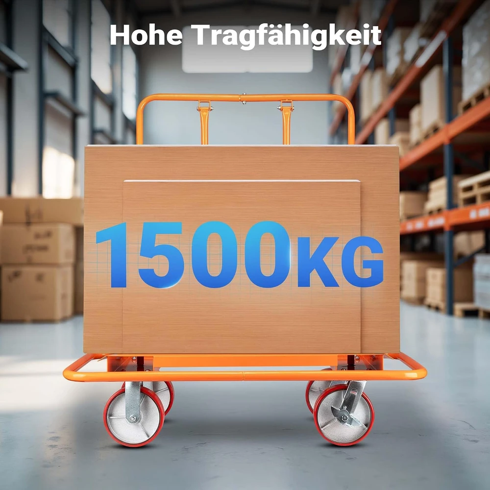 Wiltec plokščių transportavimo vežimėlis iki 1500 kg, 120 x 59 x 110 cm, 65399