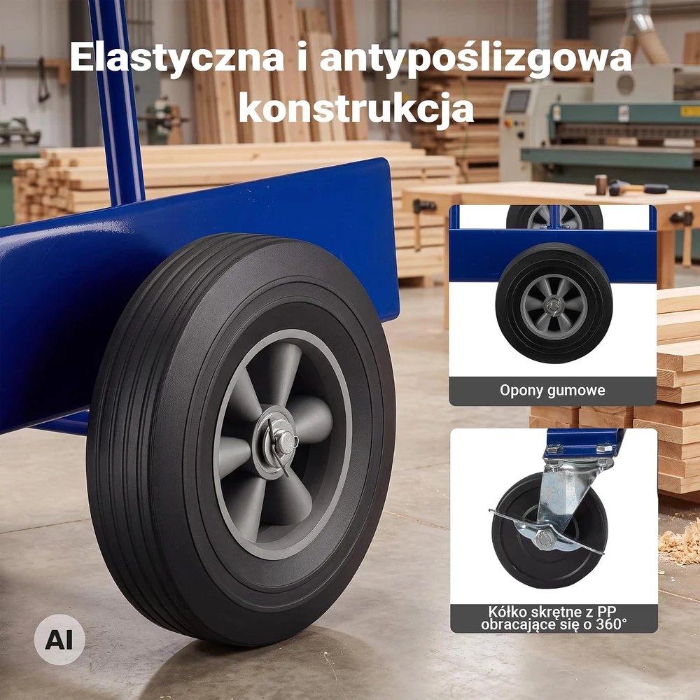 Wiltec plokščių transportavimo vežimėlis iki 300 kg, plieno, mėlynas, 62529