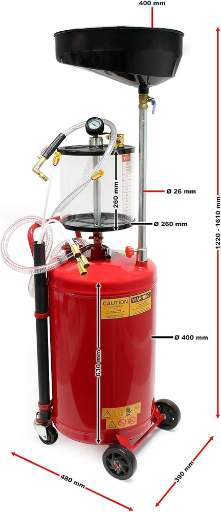 Wiltec pneumatinė alyvos nusiurbimo ir surinkimo talpa 80 l, modelis 61972