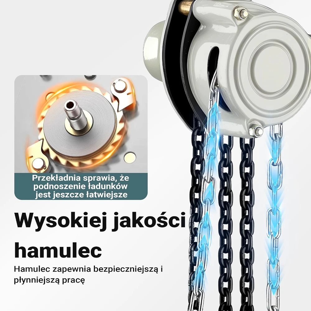 Wiltec rankinis grandininis keltuvas 1 t, 5 m cinkuota G80 grandinė, 65136