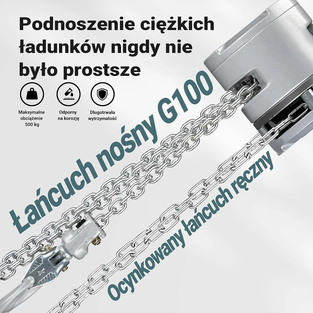 Wiltec rankinis grandininis keltuvas 250 kg, 3 m, su cinkuota G100 grandine 65141