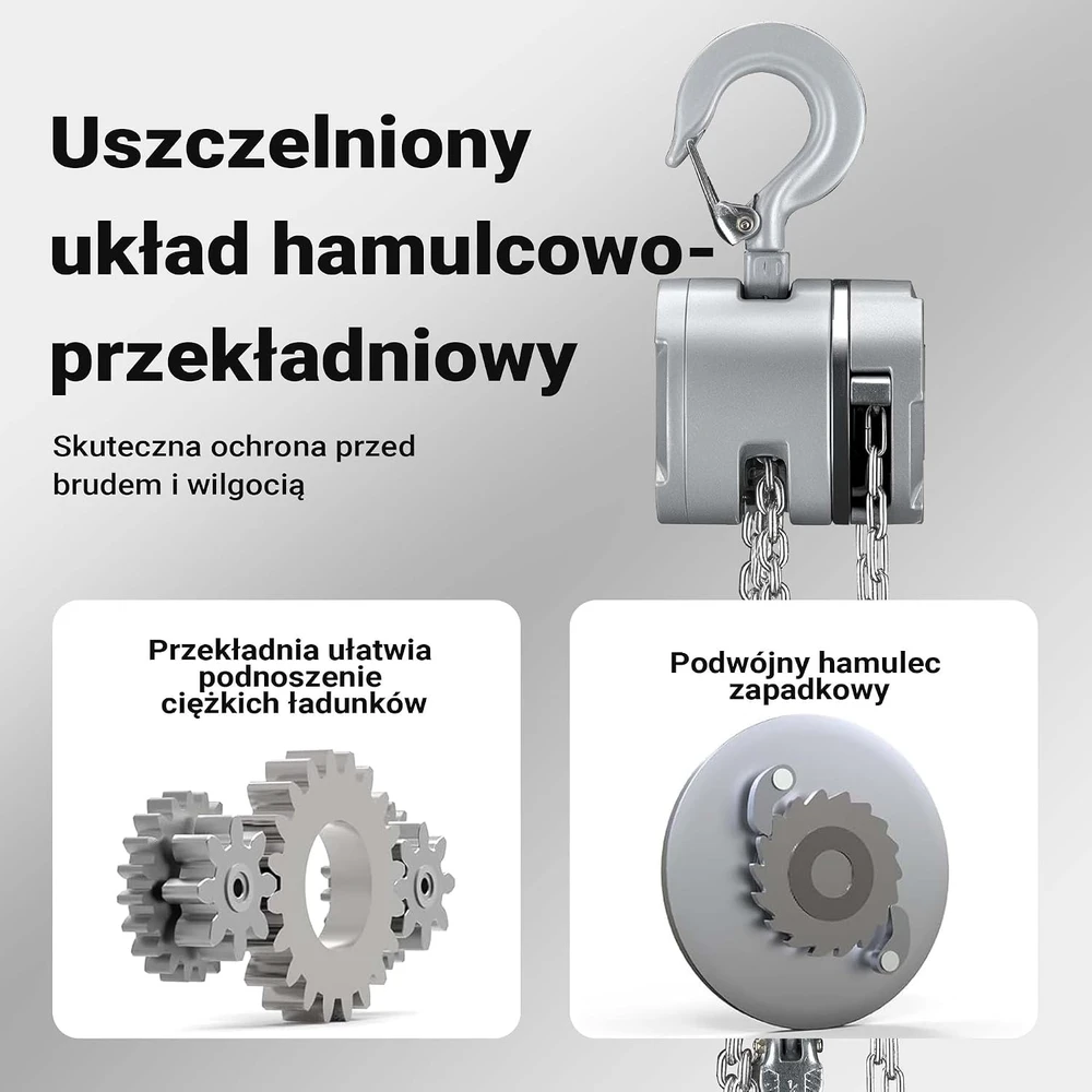 Wiltec rankinis grandininis keltuvas 250 kg, 3 m, su cinkuota G100 grandine 65141