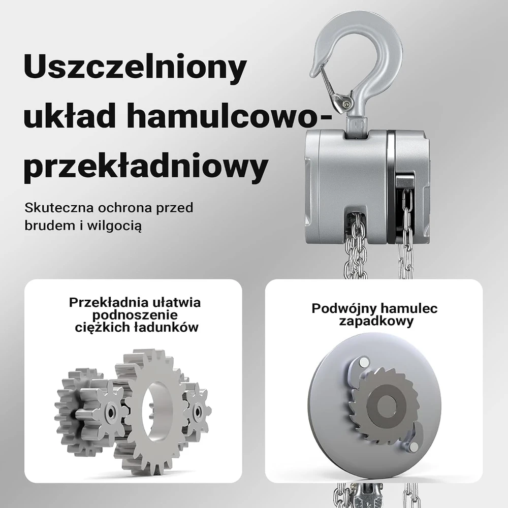 Wiltec rankinis grandininis keltuvas 500 kg, 3 m, G100 cinkuota grandinė, 65142
