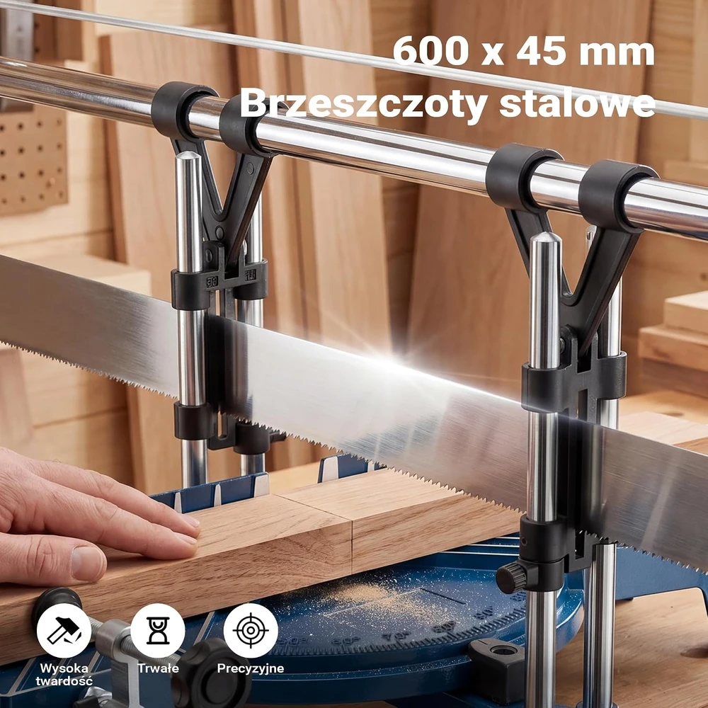 Wiltec rankinis kampinis pjūklas medienai 600 mm su reguliuojama pjovimo dėže 51331