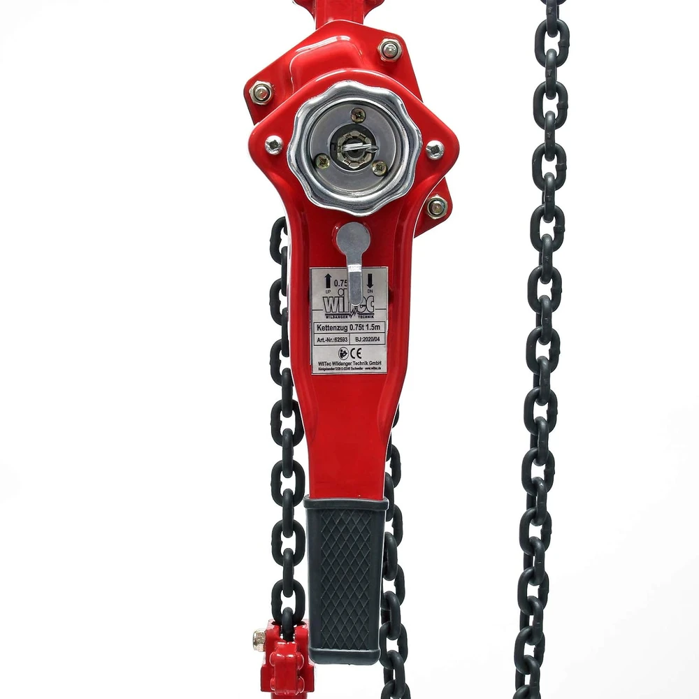 Wiltec rankinis svirtinis grandininis keltuvas 750 kg su 1,5 m plienine grandine, 62593