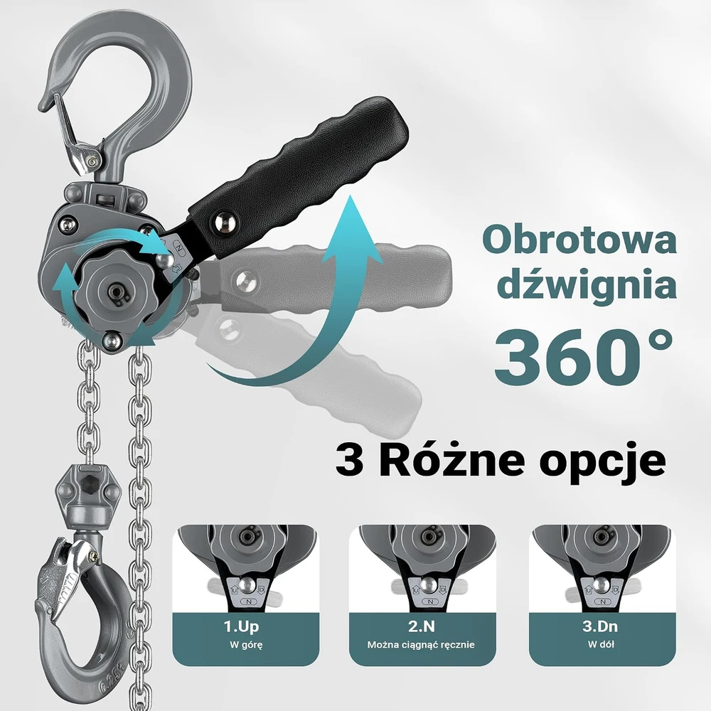 Wiltec rankinis svirtinis grandininis keltuvas 250 kg, 1.5 m, G100 grandinė, 65146