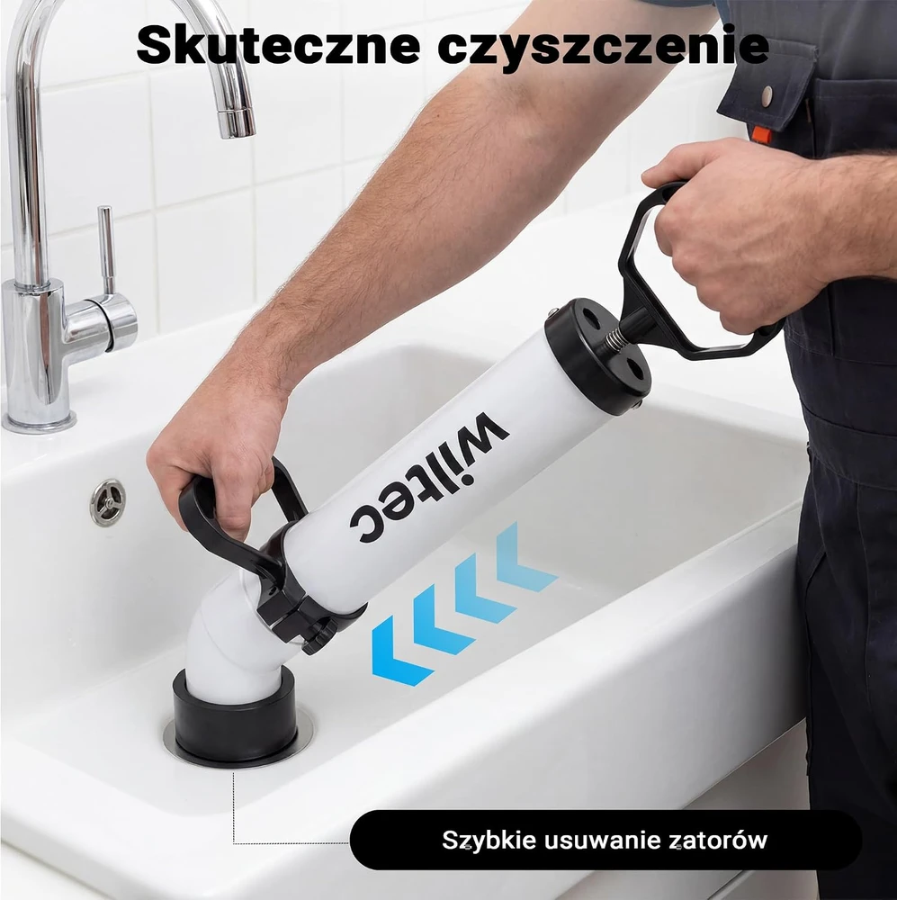 Wiltec rankinis vamzdžių valymo siurblys su 3 guminiais adapteriais 64734