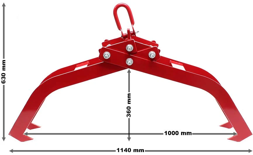 Wiltec rąstų kėlimo žnyplės su 4 spaustuvais, 850 mm atidarymu, 1500 kg, 51794